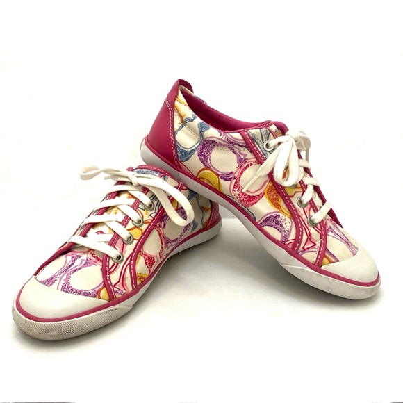 Coach Women's Multi-Color Barrett Poppy Lace-Up Sneaker  (Q675) - Picture 1 of 15